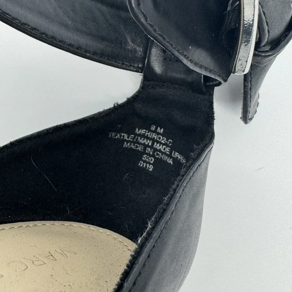 Marc Fisher‎ Black Espadrille Wedge Sandals Ankle Strap Peep Toe Size 9M Coastal